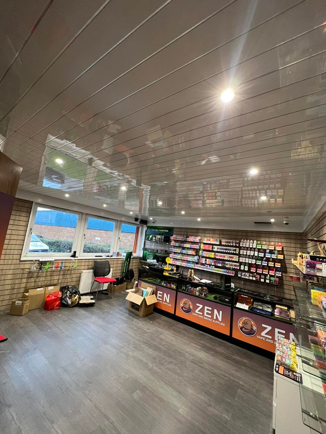 Electrical installation work inside a commercial premises.